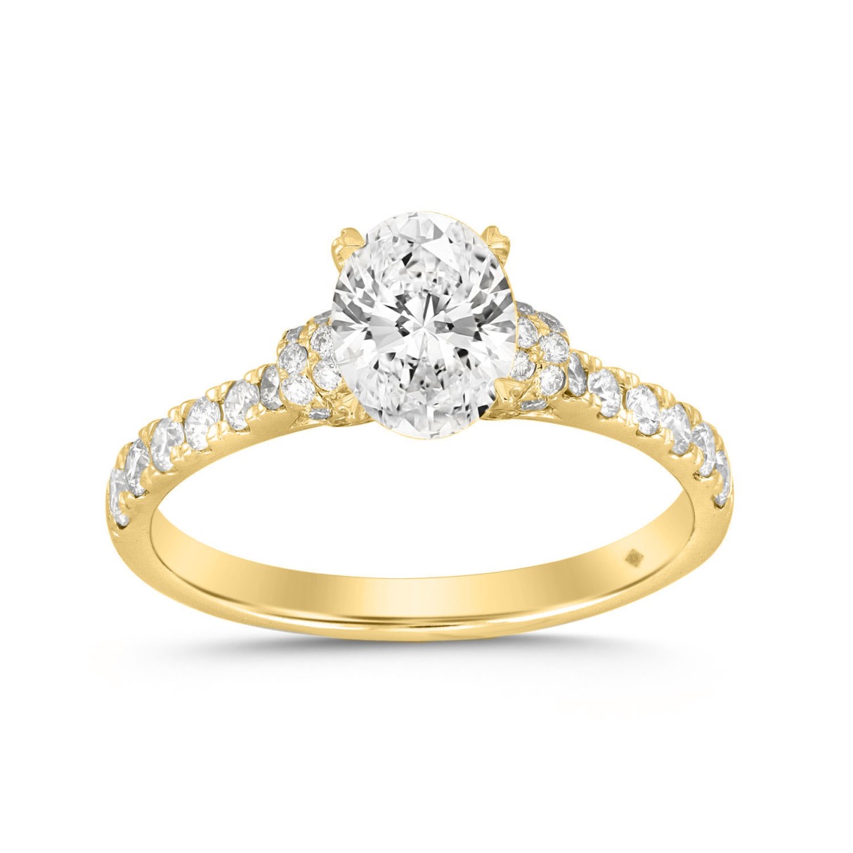LADIES RING 1 1/2CT ROUND/OVAL DIAMOND 14K YELLOW GOLD (CENTER STONE OVAL DIAMOND 1CT) - Image 1