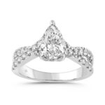 LADIES RING 1 1/2CT ROUND/PEAR DIAMOND 18K WHITE GOLD (CENTER STONE PEAR DIAMOND 1.00CT)