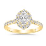 LADIES RING 1 1/4CT ROUND/OVAL DIAMOND 14K YELLOW GOLD (CENTER STONE OVAL DIAMOND 5/8CT)