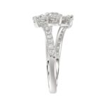 LADIES RING 1 1/4CT ROUND/PEAR DIAMOND 14K WHITE GOLD - Image 3