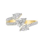 LADIES RING 1 1/4CT ROUND/PEAR DIAMOND 14K YELLOW GOLD - Image 4