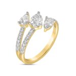 LADIES RING 1 1/4CT ROUND/PEAR DIAMOND 14K YELLOW GOLD - Image 5