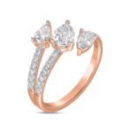 LADIES RING 1 1/4CT ROUND/PEAR DIAMOND 18K ROSE GOLD - Image 4