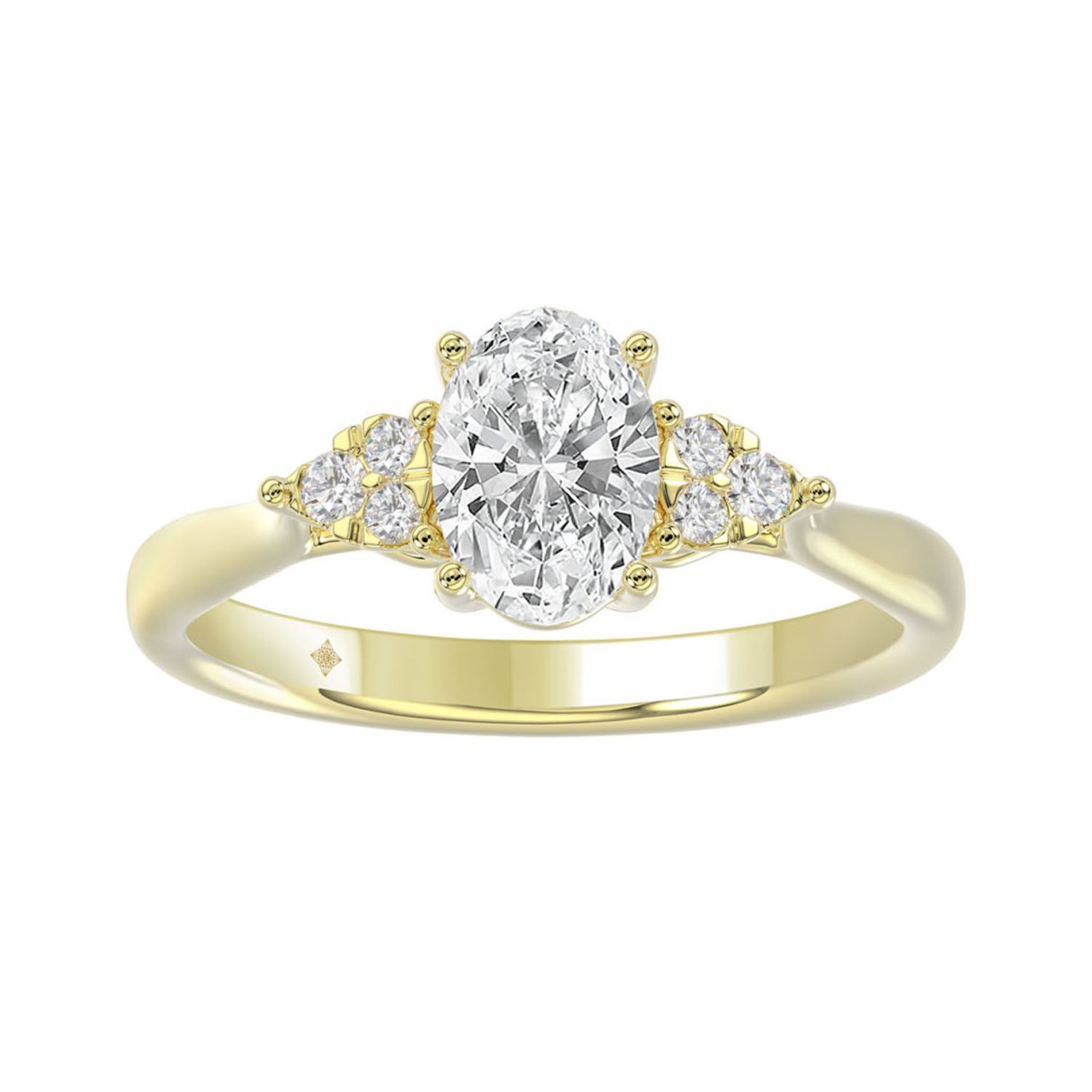 LADIES RING 1 1/8CT ROUND/OVAL DIAMOND 14K YELLOW GOLD (CENTER STONE OVAL DIAMOND 1CT ) - Image 1