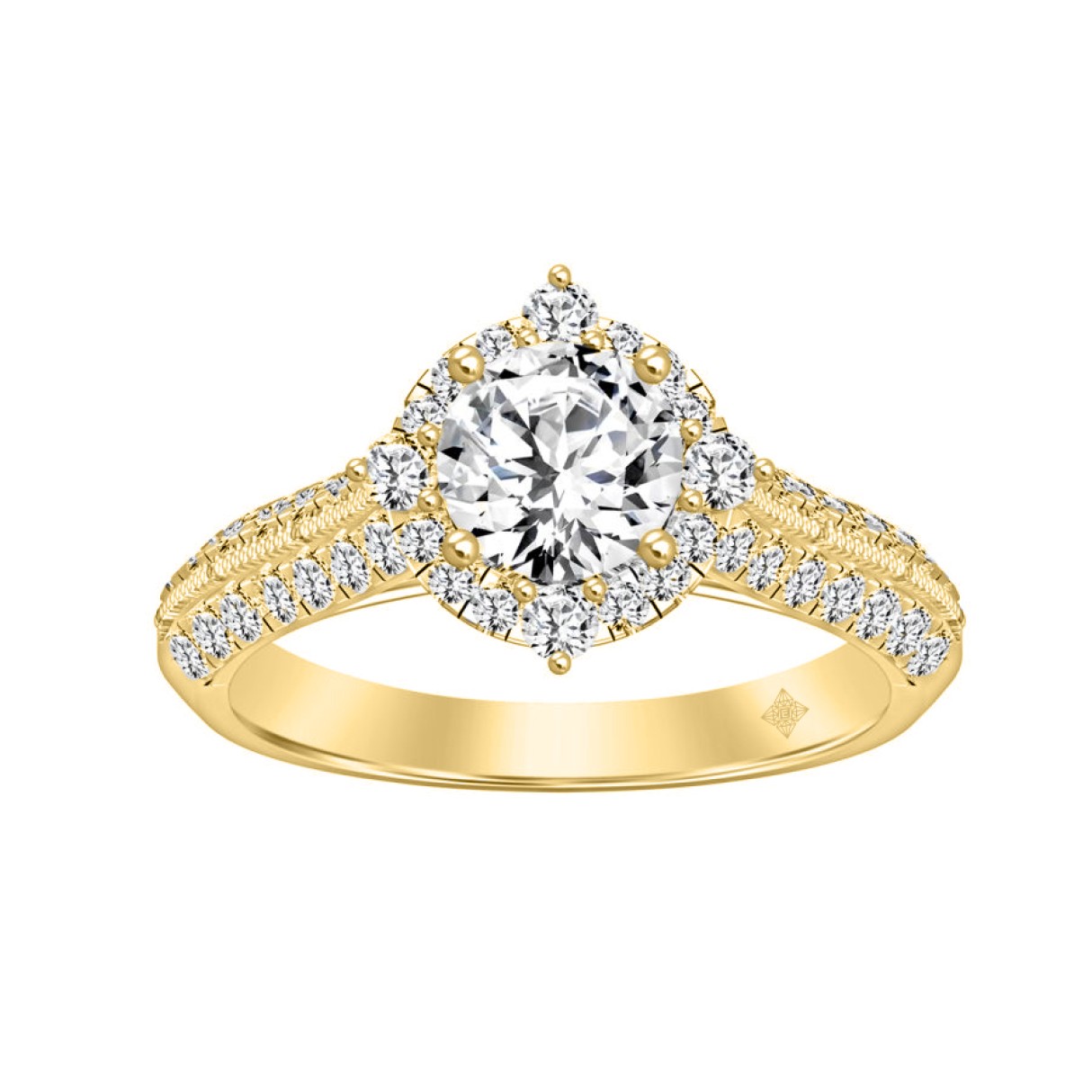 LADIES RING 1 3/4CT ROUND DIAMOND 14K YELLOW GOLD (CENTER STONE ROUND DIAMOND 1CT ) - Image 1