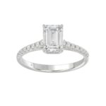 LADIES RING 1 3/4CT ROUND/EMERALD DIAMOND 14K WHITE GOLD (CENTER STONE EMERALD DIAMOND 1 1/2CT )