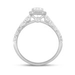 LADIES RING 1 3/4CT ROUND/EMERALD DIAMOND 14K WHITE GOLD (CENTER STONE EMERALD DIAMOND 1CT ) - Image 2