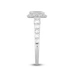 LADIES RING 1 3/4CT ROUND/EMERALD DIAMOND 14K WHITE GOLD (CENTER STONE EMERALD DIAMOND 1CT ) - Image 3