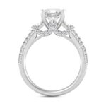 LADIES RING 2 1/2CT ROUND/BAGUETTE/EMERALD DIAMOND 14K WHITE GOLD (CENTER STONE EMERALD DIAMOND 2CT ) - Image 2