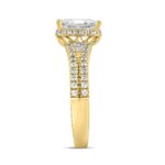 LADIES RING 2 1/2CT ROUND/BAGUETTE/EMERALD DIAMOND 14K YELLOW GOLD (CENTER STONE EMERALD DIAMOND 2.00CT) - Image 3