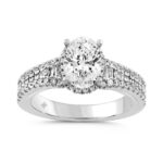 LADIES RING 2 1/2CT ROUND/BAGUETTE/OVAL DIAMOND  14K WHITE GOLD (CENTER STONE OVAL DIAMOND 3.00CT)
