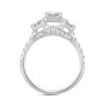 LADIES RING 2 1/2CT ROUND/EMERALD DIAMOND 14K WHITE GOLD (CENTER STONE EMERALD DIAMOND 1CT ) - Image 2