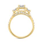 LADIES RING 2 1/2CT ROUND/EMERALD DIAMOND 14K YELLOW GOLD (CENTER STONE EMERALD DIAMOND 1CT ) - Image 2