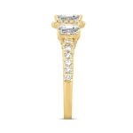 LADIES RING 2 1/2CT ROUND/EMERALD DIAMOND 14K YELLOW GOLD (CENTER STONE EMERALD DIAMOND 1CT ) - Image 3