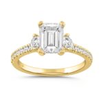 LADIES RING 2 1/2CT ROUND/EMERALD DIAMOND 14K YELLOW GOLD (CENTER STONE EMERALD DIAMOND 2.00CT)