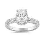 LADIES RING 2 3/4CT ROUND/OVAL DIAMOND 14K WHITE GOLD (CENTER STONE OVAL DIAMOND 2CT )