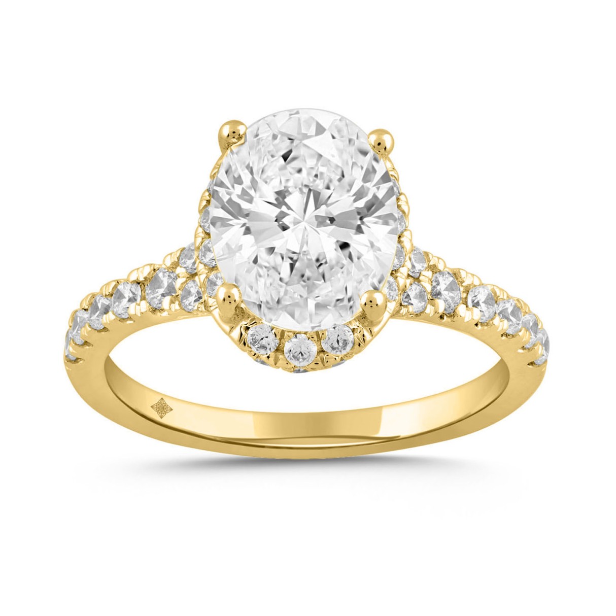 LADIES RING 2 3/4CT ROUND/OVAL DIAMOND 14K YELLOW GOLD (CENTER STONE OVAL DIAMOND 2CT ) - Image 1