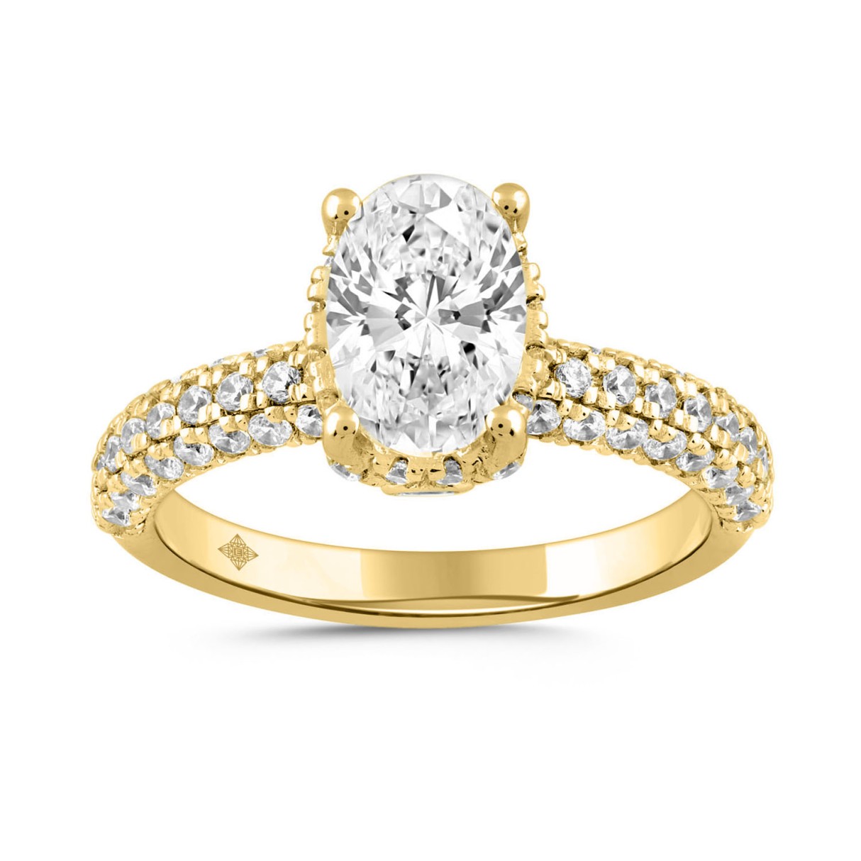 LADIES RING 2 3/4CT ROUND/OVAL DIAMOND 14K YELLOW GOLD (CENTER STONE OVAL DIAMOND 2CT ) - Image 1
