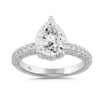 LADIES RING 2 3/4CT ROUND/PEAR DIAMOND 14K WHITE GOLD (CENTER STONE PEAR DIAMOND 2CT )