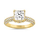 LADIES RING 2 3/4CT ROUND/PRINCESS DIAMOND 14K YELLOW GOLD (CENTER STONE PRINCESS DIAMOND 2CT )