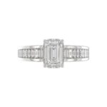 LADIES RING 2 3/4CTROUND/BAGUETTE/EMERALD DIAMOND 14K WHITE GOLD (CENTER STONE EMERALD DIAMOND 2.00CT ) - Image 4