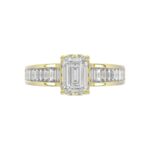 LADIES RING 2 3/4CTROUND/BAGUETTE/EMERALD DIAMOND 14K YELLOW GOLD (CENTER STONE EMERALD DIAMOND 2.00CT ) - Image 4
