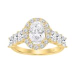 LADIES RING 2 3/8CT ROUND/PRINCESS DIAMOND 14K YELLOW GOLD (CENTER STONE OVAL DIAMOND 1 1/4CT )