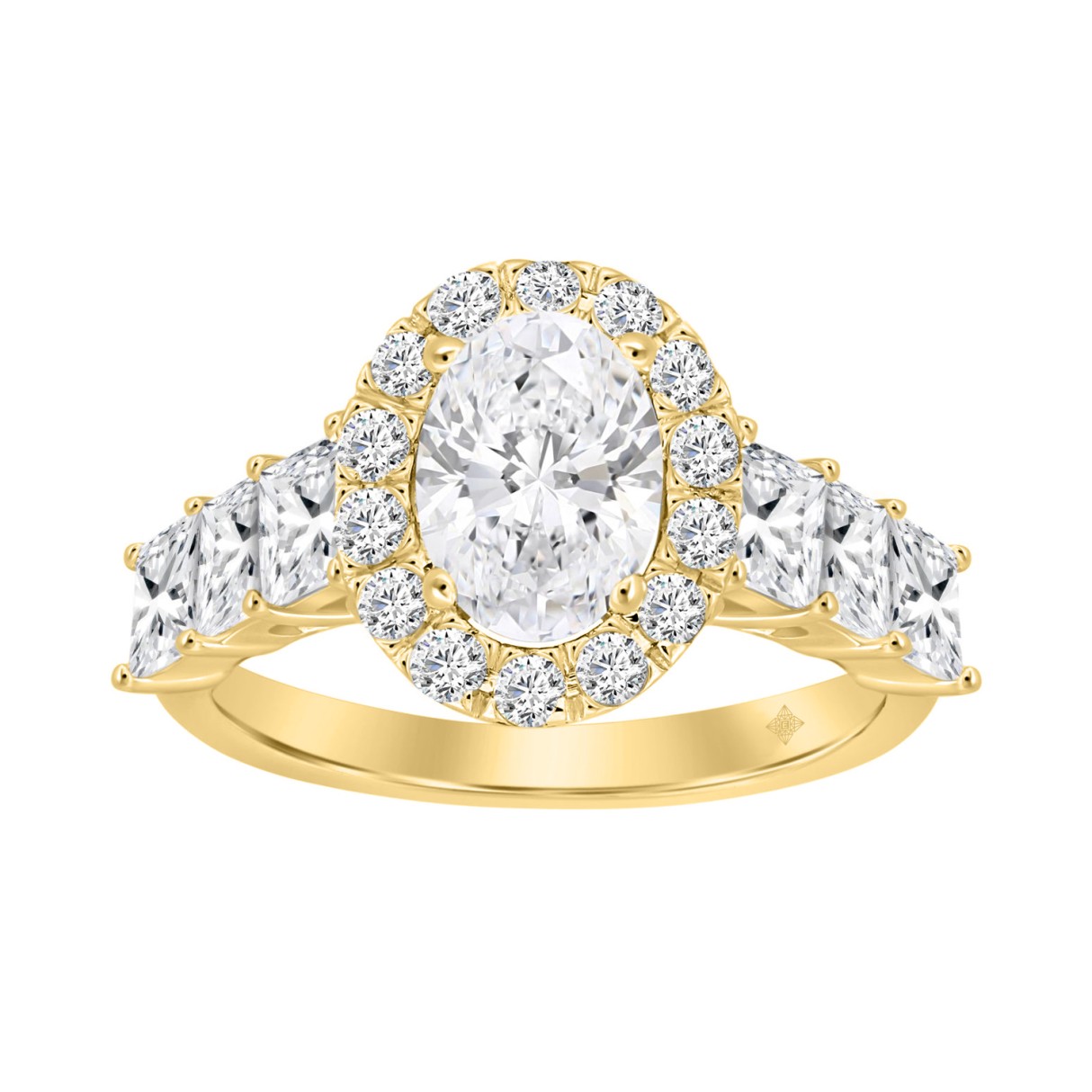 LADIES RING 2 3/8CT ROUND/PRINCESS DIAMOND 14K YELLOW GOLD (CENTER STONE OVAL DIAMOND 1 1/4CT ) - Image 1