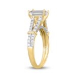 LADIES RING 2CT ROUND/EMERALD DIAMOND 14K YELLOW GOLD (CENTER STONE EMERALD DIAMOND 1 1/2CT ) - Image 3