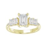 LADIES RING 2CT ROUND/EMERALD DIAMOND 14K YELLOW GOLD (CENTER STONE EMERALD DIAMOND 1CT )