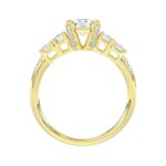 LADIES RING 2CT ROUND/EMERALD DIAMOND 14K YELLOW GOLD (CENTER STONE EMERALD DIAMOND 1CT ) - Image 2