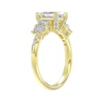 LADIES RING 2CT ROUND/EMERALD DIAMOND 14K YELLOW GOLD (CENTER STONE EMERALD DIAMOND 1CT ) - Image 3