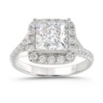 LADIES RING 2CT ROUND/PRINCESS DIAMOND 14K WHITE GOLD (CENTER STONE PRINCESS DIAMOND 1 1/2CT )
