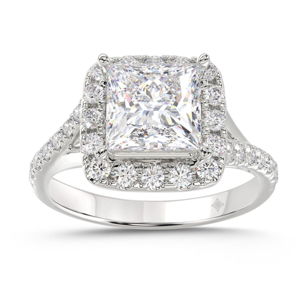 LADIES RING 2CT ROUND/PRINCESS DIAMOND 14K WHITE GOLD (CENTER STONE PRINCESS DIAMOND 1 1/2CT ) - Image 1