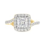 LADIES RING 2CT ROUND/PRINCESS DIAMOND 14K YELLOW GOLD (CENTER STONE PRINCESS DIAMOND 1 1/2CT ) - Image 4