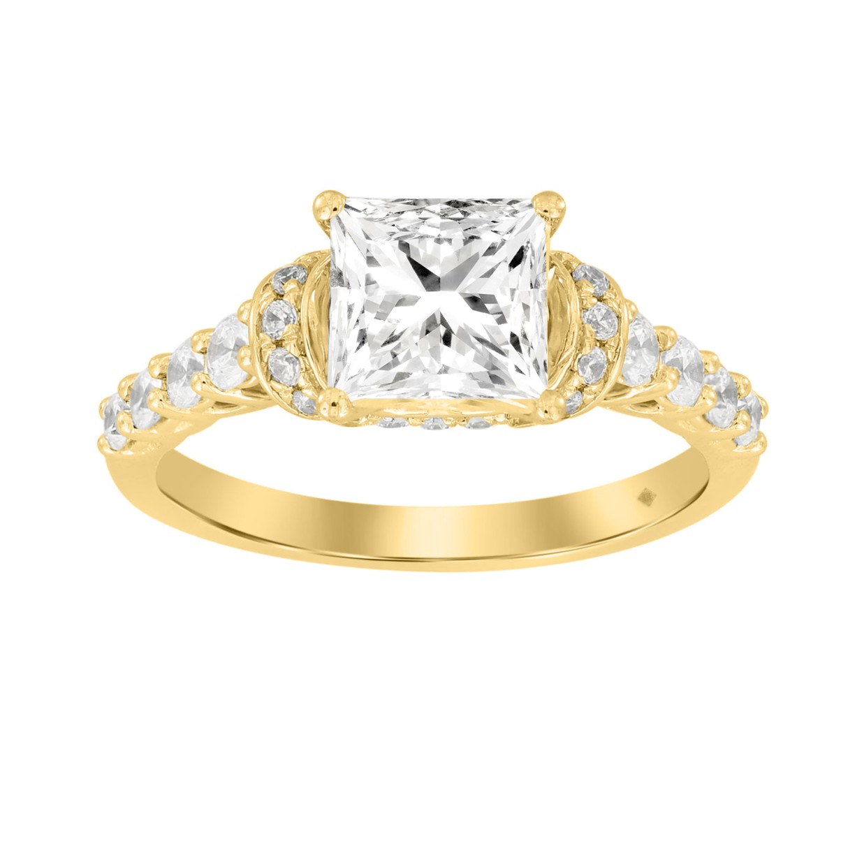 LADIES RING 2CT ROUND/PRINCESS DIAMOND 14K YELLOW GOLD (CENTER STONE PRINCESS DIAMOND 1 1/2CT ) - Image 1