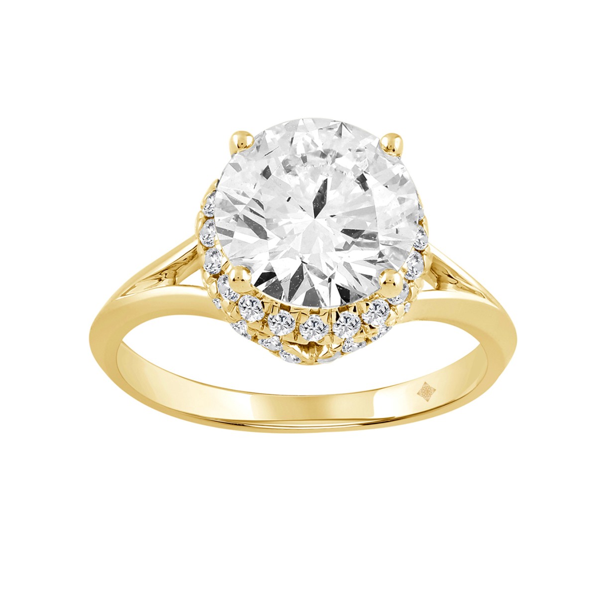 LADIES RING 3 3/8CT ROUND DIAMOND/14K YELLOW GOLD (CENTER STONE ROUND DIAMOND 3CT ) - Image 1