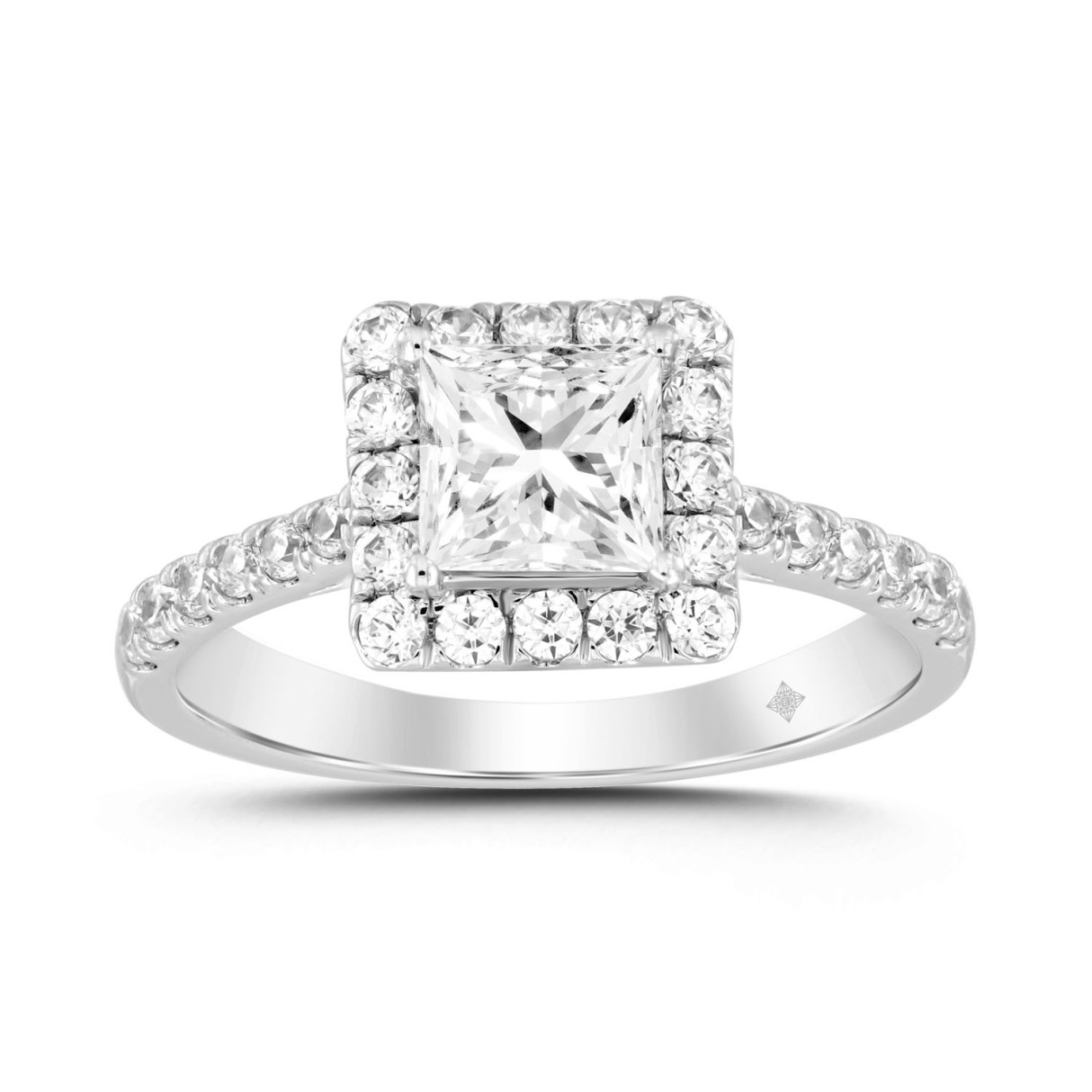 LADIES RING 3/4CT ROUND/PRINCESS DIAMOND 14K WHITE GOLD (CENTER STONE PRINCESS DIAMOND 1/2CT) - Image 1