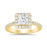 LADIES RING 3/4CT ROUND/PRINCESS DIAMOND 14K YELLOW GOLD (CENTER STONE PRINCESS DIAMOND 1/2CT)