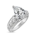 LADIES RING 4 1/2CT ROUND/PEAR DIAMOND 14K WHITE GOLD (CENTER STONE PEAR DIAMOND 3CT ) - Image 2