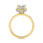 LADIES RING 4.00CT ROUND DIAMOND 18K YELLOW GOLD (CENTER STONE EMERALD DIAMOND 3CT ) - Image 2