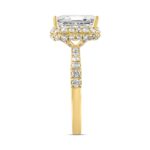 LADIES RING 4.00CT ROUND DIAMOND 18K YELLOW GOLD (CENTER STONE EMERALD DIAMOND 3CT ) - Image 3