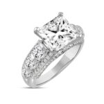 LADIES RING 5 1/2CT ROUND/PRINCESS DIAMOND 14K WHITE GOLD (CENTER STONE PRINCESS DIAMOND 4CT ) - Image 2