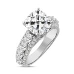 LADIES RING 5 1/4CT ROUND/CUSHION DIAMOND 14K WHITE GOLD (CENTER STONE CUSHION DIAMOND 4CT ) - Image 2