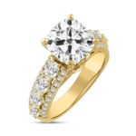 LADIES RING 5 1/4CT ROUND/CUSHION DIAMOND 14K YELLOW GOLD (CENTER STONE CUSHION DIAMOND 4CT ) - Image 2