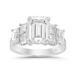 LADIES RING 5CT ROUND/PRINCESS/EMERALD DIAMOND 14K WHITE GOLD (CENTER STONE EMERALD DIAMOND 3CT )