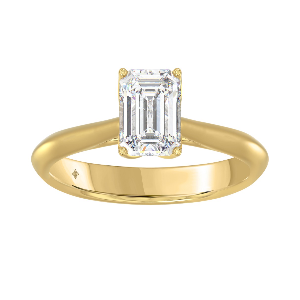 LADIES SOLITAIRE RING 1 1/2CT EMERALD DIAMOND 14K YELLOW GOLD - Image 1