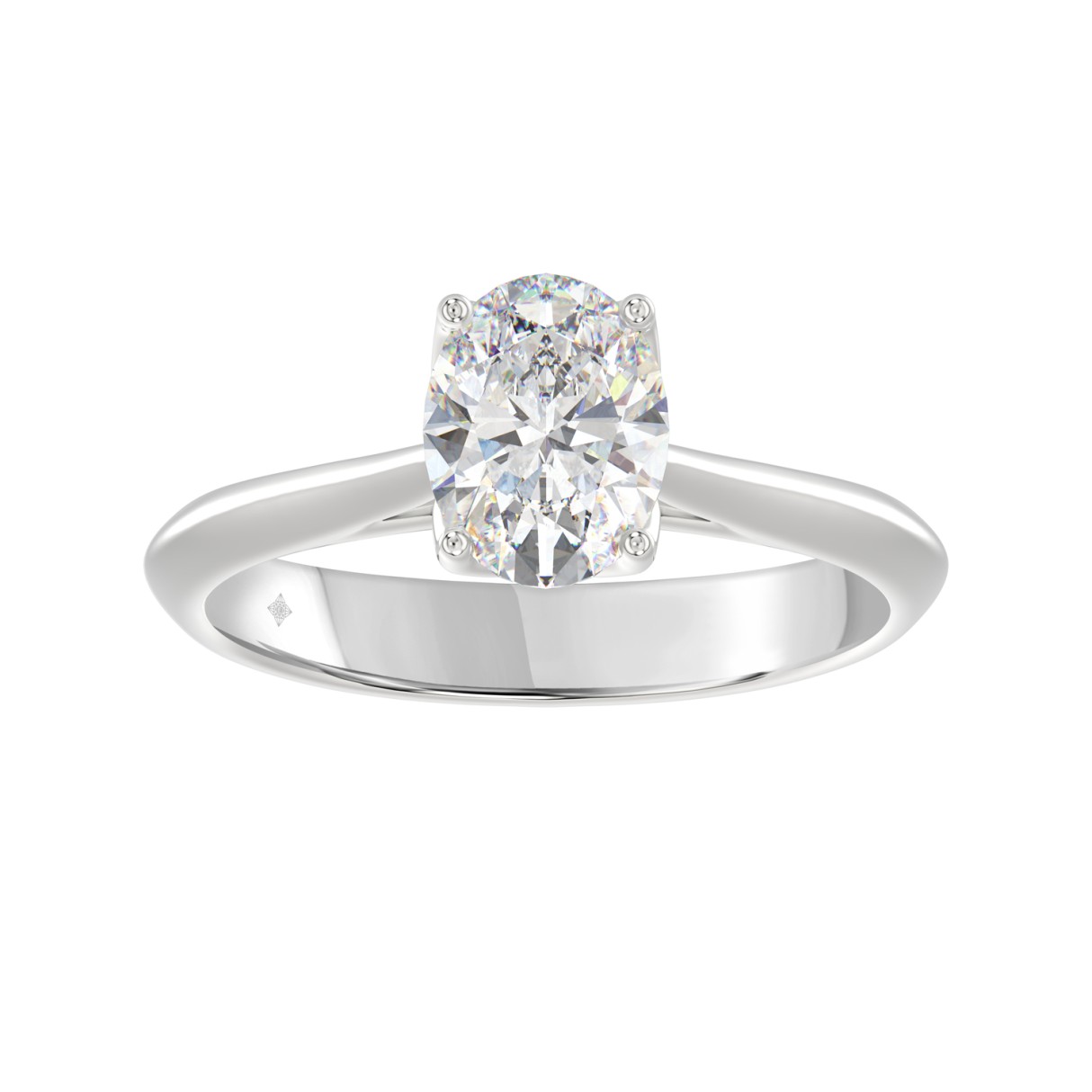 LADIES SOLITAIRE RING 1 1/2CT OVAL DIAMOND 14K WHITE GOLD - Image 1
