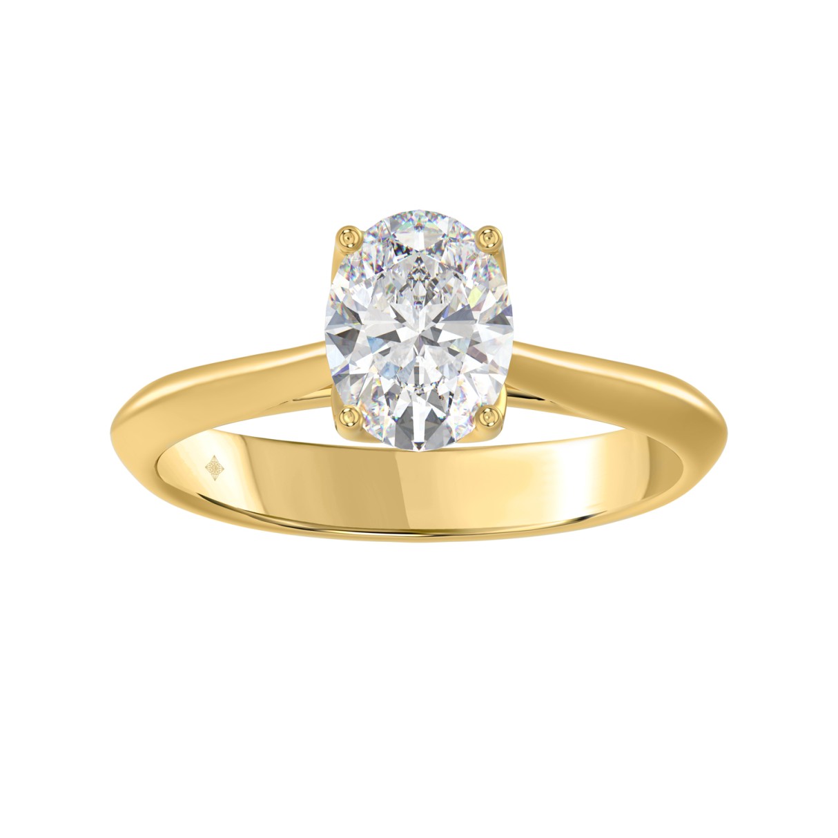 LADIES SOLITAIRE RING 1 1/2CT OVAL DIAMOND 14K YELLOW GOLD - Image 1