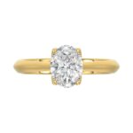 LADIES SOLITAIRE RING 1 1/2CT OVAL DIAMOND 14K YELLOW GOLD - Image 5